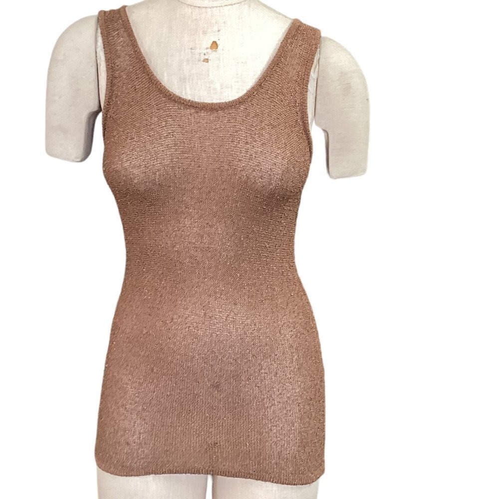 Chico's Nubby Knit Tank Top‎ Sz 1 (M/8) Brown 115R